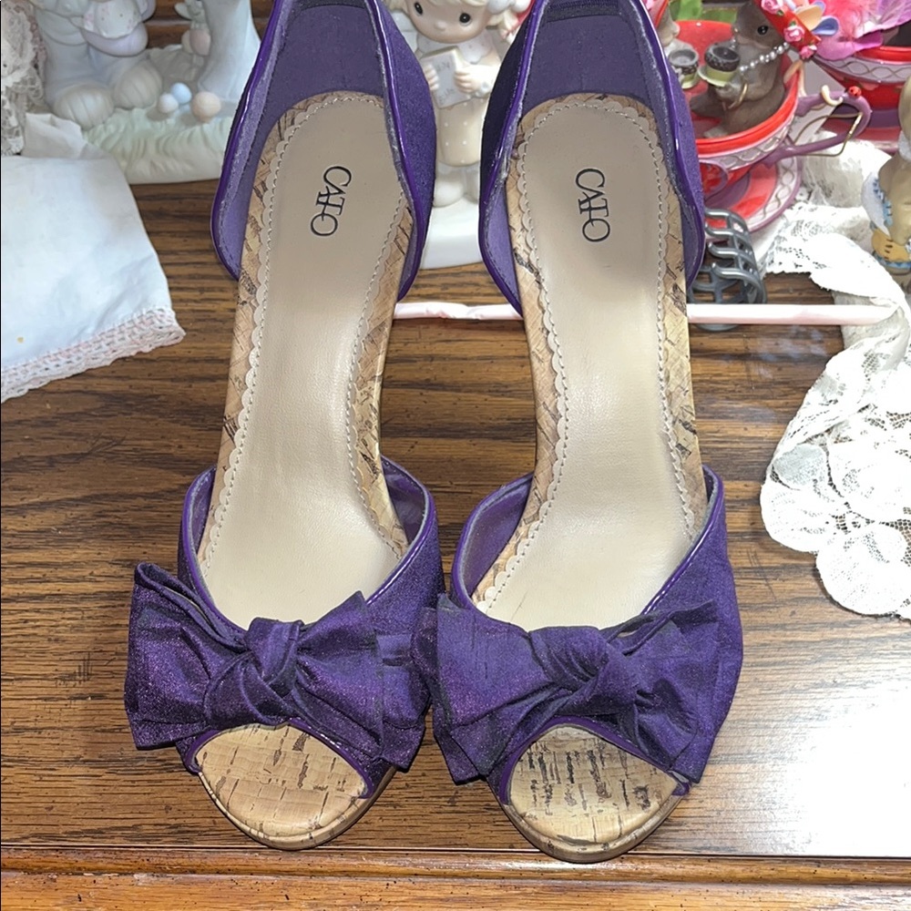 Cato Purple Women's Heels with Bow Detail